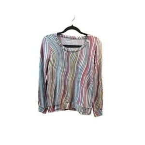 Chaser Women's Multicolor Striped Pullover Sweater Cutout Back Size S